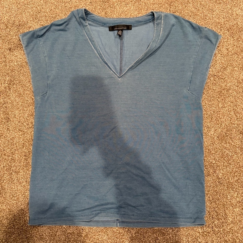 WHBM Blue V-Neck Cap Sleeve